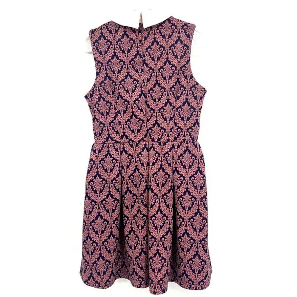 NWT Iska London Pink Purple Batik Collared Fit & Flare Dress Women UK 10 US 6 - Picture 2 of 9
